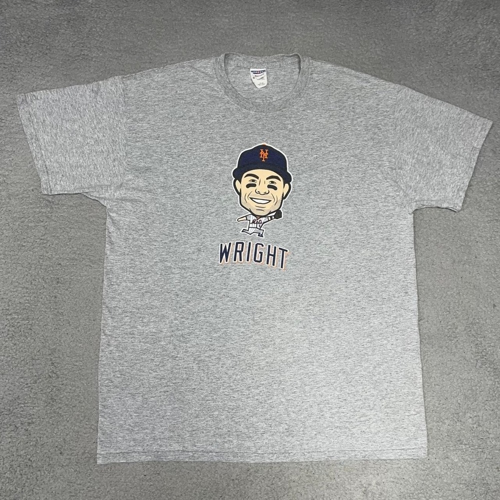 New York Mets David Wright WOR710 T Shirt Men's Sz XL Gray 2-Sided Promo Tee SGA
